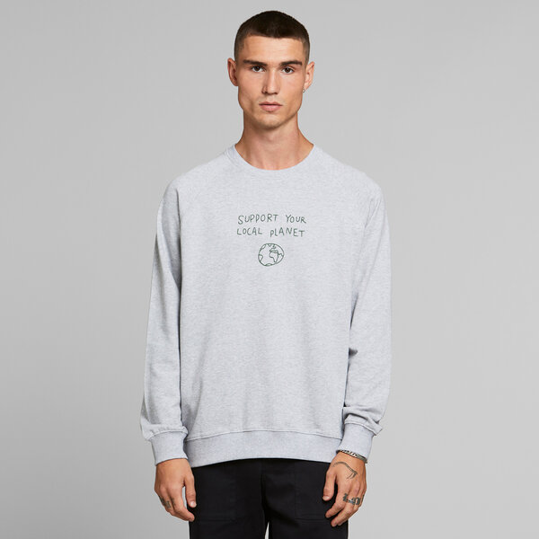 DEDICATED Sweatshirt Malmoe Local Planet - Grey Melange von Dedicated