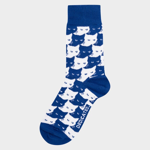 DEDICATED Unisex Socken mit Katzen Motiv Pepita Cats - Sodalite Blue von Dedicated