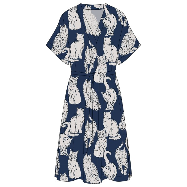 DEDICATED - Women's Dress Kallvik Cats - Kleid Gr L;M;S;XL;XS grau/blau von Dedicated
