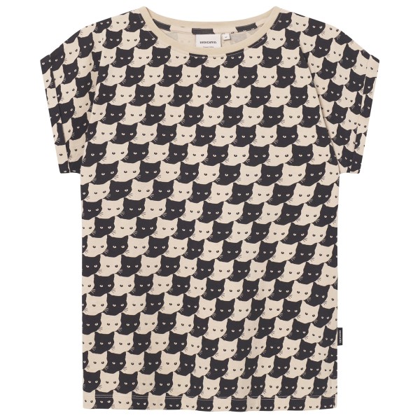 DEDICATED - Women's T-Shirt Visby Pepita Cats - T-Shirt Gr L grau von Dedicated