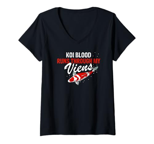Damen Koi im Blut Leidenschaft für Teichleben T-Shirt mit V-Ausschnitt Damen Koi im Blut Leidenschaft für Teichleben T-Shirt mit V-Ausschnitt von Dedizierter Fan des Koi-Hobby