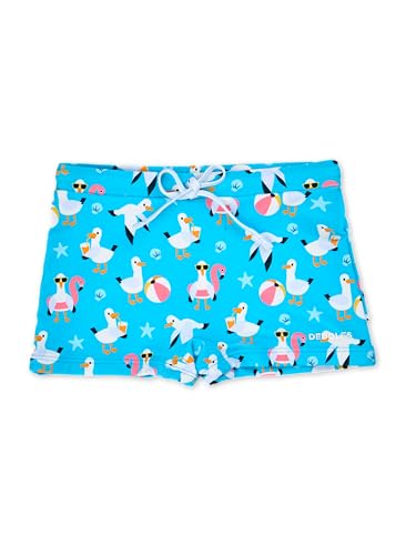 Dedoles Badehose Herren Jungen 100% recyceltes Polyester Badeshorts für Männer lustige Designs Kokosnuss Zitronen Surf Schwimmer Swim Trunks, Farbe: Blau, Motiv: Möwe im Urlaub, Gr. 3-4 Jahre von Dedoles