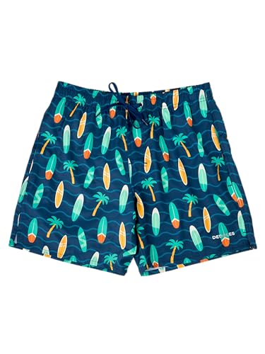 Dedoles Badehose Herren Jungen 100% recyceltes Polyester Badeshorts für Männer lustige Designs Kokosnuss Zitronen Surf Schwimmer Swim Trunks, Farbe: Blau, Motiv: Surfer, Gr. L von Dedoles