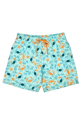 Dedoles Badehose Herren Jungen 100% recyceltes Polyester Badeshorts für Männer lustige Designs Kokosnuss Zitronen Surf Schwimmer Swim Trunks, Farbe: Türkis, Motiv: Meereskrabbe, Gr. M von Dedoles