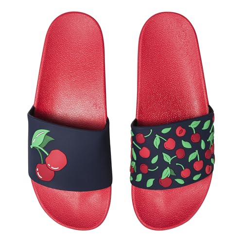 Dedoles Badeschuhe & Hausschuhe viele lustige Designs Bücher Kaffee Katze Party Pizza Dackel Fuchs Panda Delfin Geschenk, Farbe: Verführerische Kirschen, Gr.: 44 EU von Dedoles