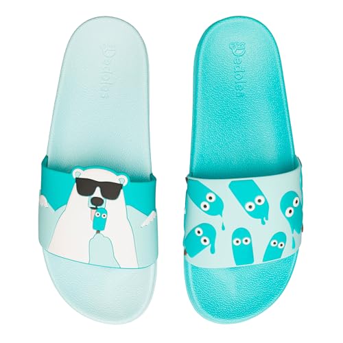 Dedoles Badeschuhe & Hausschuhe Damen Herren & Kinder Badesandalen lustige Designs Bücher Kaffee Party Pizza Fuchs Bär Lama Wolken Geschenk, Farbe: Bär und Eis am Stiel, Gr.: 37 EU von Dedoles