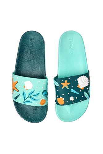 Dedoles Badeschuhe & Hausschuhe Damen Herren & Kinder Badesandalen lustige Designs Bücher Kaffee Party Pizza Fuchs Bär Lama Wolken Geschenk, Farbe: Blau, Motiv: Muscheln, Gr. 38 von Dedoles
