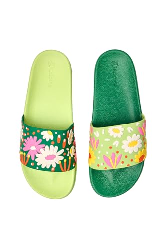 Dedoles Badeschuhe & Hausschuhe Damen Herren & Kinder Badesandalen lustige Designs Bücher Kaffee Party Pizza Fuchs Bär Lama Wolken Geschenk, Farbe: Grün, Motiv: Blumengarten, Gr. 41 von Dedoles