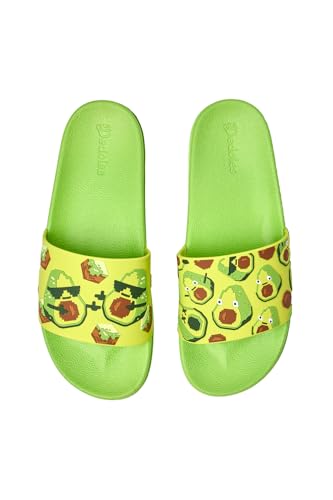 Dedoles Badeschuhe & Hausschuhe Damen Herren & Kinder Badesandalen lustige Designs Bücher Kaffee Party Pizza Fuchs Bär Lama Wolken Geschenk, Farbe: Grün, Motiv: Pixel-Avocado, Gr. 37 von Dedoles