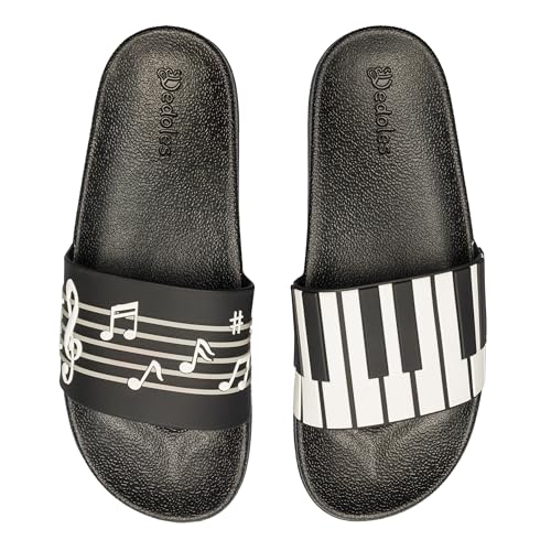 Dedoles Badeschuhe & Hausschuhe Damen Herren & Kinder Badesandalen lustige Designs Bücher Kaffee Party Pizza Fuchs Bär Lama Wolken Geschenk, Farbe: Klaviermusik, Gr.: 40 EU von Dedoles