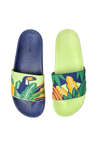 Dedoles Badeschuhe & Hausschuhe Damen Herren & Kinder Badesandalen lustige Designs Bücher Kaffee Party Pizza Fuchs Bär Lama Wolken Geschenk, Farbe: Mehrfarbig, Motiv: Tukan und Blätter, Gr. 44 von Dedoles