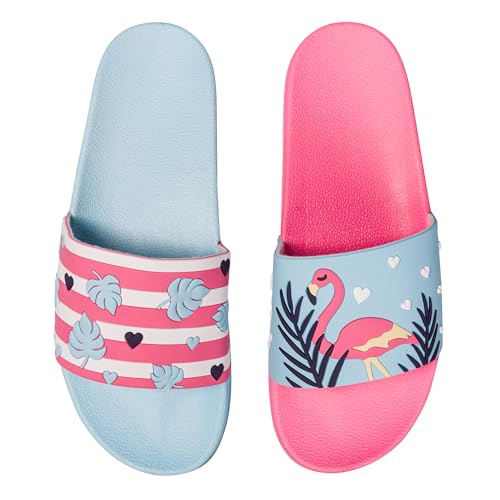 Dedoles Badeschuhe & Hausschuhe viele lustige Designs Bücher Kaffee Katze Party Pizza Dackel Fuchs Panda Delfin Geschenk, Farbe: Verliebte Flamingos, Gr.: 44 EU von Dedoles