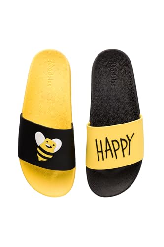 Dedoles Badeschuhe & Hausschuhe viele lustige Designs Bücher Kaffee Katze Party Pizza Dackel Fuchs Panda Delfin Geschenk, Farbe: Bee Happy, Gr.: 35 EU von Dedoles