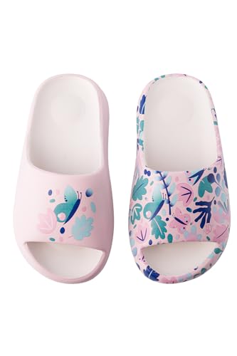 Dedoles Badeschuhe viele lustige Designs Bücher Kaffee Katze Party Pizza Dackel Fuchs Panda Delfin Geschenk, Farbe: Pinke Schmetterlinge (Chunky Slides), Gr.: 32 EU von Dedoles