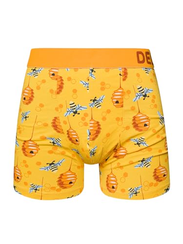 Dedoles Boxershorts Herren & Jungen Unterwäsche Trunks Baumwolle lustige Designs Dinosaurier Hamster Spiele Maulwurf Geschenk, Farbe Orange, Motiv Fleißige Bienen Unterhose, Gr. XL von Dedoles