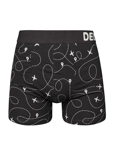 Dedoles Boxershorts Herren & Jungen Unterwäsche Trunks Baumwolle lustige Designs Dinosaurier Hamster Spiele Maulwurf Geschenk, Farbe Schwarz, Motiv Flugroute Unterhose, Gr. XL von Dedoles