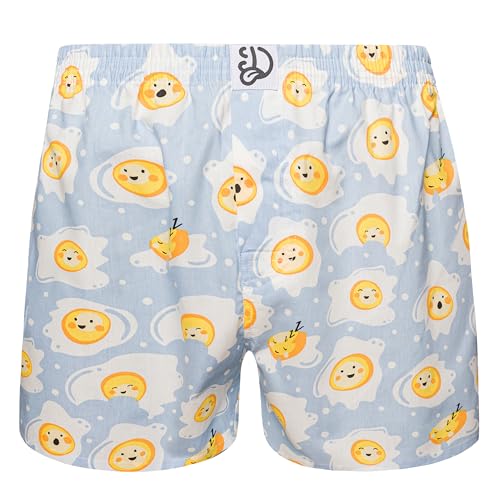 Dedoles Boxershorts Herren & Jungen Unterwäsche Trunks Baumwolle lustige Designs Dinosaurier Hamster Spiele Maulwurf Geschenk, Farbe Blau, Motiv Spiegelei, Gr. S von Dedoles
