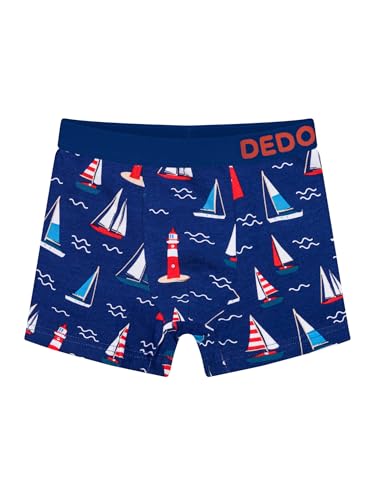 Dedoles Boxershorts Herren & Jungen Unterwäsche Trunks Baumwolle lustige Designs Dinosaurier Hamster Spiele Maulwurf Geschenk, Farbe Blau, Motiv Leuchtturm und Segelboote Jungen, Gr. 9-10 Jahre von Dedoles