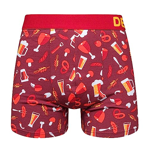 Dedoles Boxershorts Herren & Jungen Unterwäsche Trunks Baumwolle lustige Designs Dinosaurier Hamster Spiele Maulwurf Geschenk, Farbe Orange, Motiv Hopfengetränk und Barbecue Unterhose, Gr. XXL von Dedoles