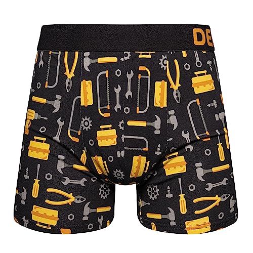 Dedoles Boxershorts Herren & Jungen Unterwäsche Trunks Baumwolle lustige Designs Dinosaurier Hamster Spiele Maulwurf Geschenk, Farbe Schwarz, Motiv Mechaniker Unterhose, Gr. M von Dedoles