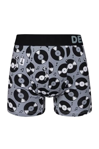 Dedoles Boxershorts Herren & Jungen Unterwäsche Trunks Baumwolle lustige Designs Dinosaurier Hamster Spiele Maulwurf Geschenk, Farbe: Grau, Motiv: Langspielplatten (Boxershorts), Gr. 2XL von Dedoles
