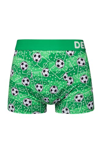Dedoles Boxershorts Herren & Jungen Unterwäsche Trunks Baumwolle lustige Designs Dinosaurier Hamster Spiele Maulwurf Geschenk, Farbe: Grün, Motiv: Fußballplatz (Gekürzte Boxershorts), Gr. L von Dedoles