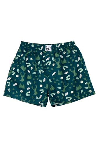 Dedoles Boxershorts Herren & Jungen Unterwäsche Trunks Baumwolle lustige Designs Dinosaurier Hamster Spiele Maulwurf Geschenk, Farbe: Grün, Motiv: Jäger (Shorts), Gr. L von Dedoles