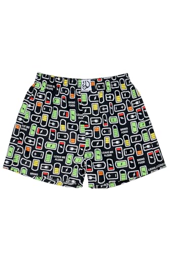 Dedoles Boxershorts Herren & Jungen Unterwäsche Trunks Baumwolle lustige Designs Dinosaurier Hamster Spiele Maulwurf Geschenk, Farbe: Schwarz, Motiv: Soziales Aufladen (Shorts), Gr. L von Dedoles