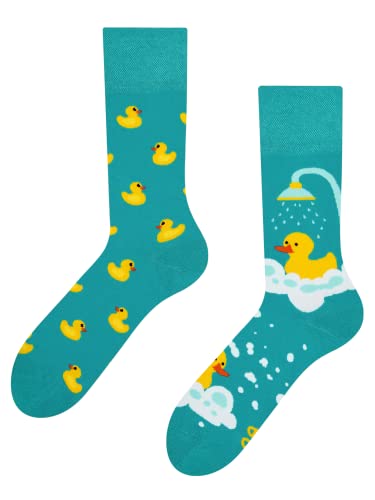 Dedoles Socken Regular normale Höhe Unisex Damen Herren Baumwolle viele lustige Designs Weihnachtssocken 1 Paar, Farbe Türkis, Motiv Enten, Gr. 35-38 von Dedoles