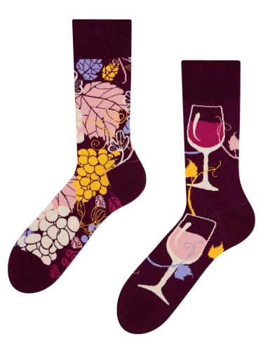 Dedoles Socken Regular normale Höhe Unisex Damen Herren Baumwolle viele lustige Designs Weihnachtssocken 1 Paar, Farbe Mehrfarbig, Motiv Rotwein, Gr. 35-38 von Dedoles