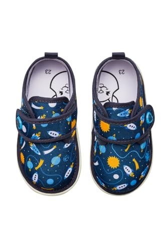 Dedoles Hausschuhe Damen Herren & Kinder Memory-Foam viele lustige Designs Einhorn Musik Regenbogen Comics Spiele Geschenk, Farbe: Blau, Motiv: Rakete und Raumfahrt, Gr. 23 von Dedoles