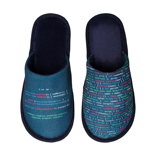 Dedoles Hausschuhe Damen Herren & Kinder Memory-Foam viele lustige Designs Einhorn Musik Regenbogen Comics Spiele Geschenk, Farbe: Blau, Motiv: Webentwickler, Gr. 44-45 EU von Dedoles