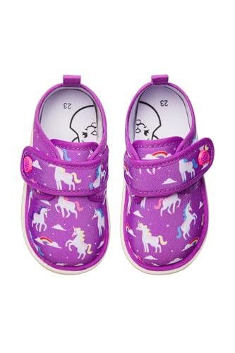 Dedoles Hausschuhe Damen Herren & Kinder Memory-Foam viele lustige Designs Einhorn Musik Regenbogen Comics Spiele Geschenk, Farbe: Lila, Motiv: Träumendes Einhorn, Gr. 22 von Dedoles