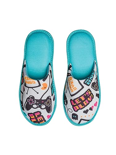 Dedoles Hausschuhe Damen Herren & Kinder Memory-Foam viele lustige Designs Einhorn Musik Regenbogen Comics Spiele Geschenk, Farbe: Gamer Konsole Zocker, Gr.: 40-41 EU von Dedoles