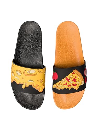 Dedoles Badeschuhe viele lustige Designs Bücher Kaffee Katze Party Pizza Dackel Fuchs Panda Delfin Geschenk, Farbe: Käsepizza, Gr.: 36 EU von Dedoles