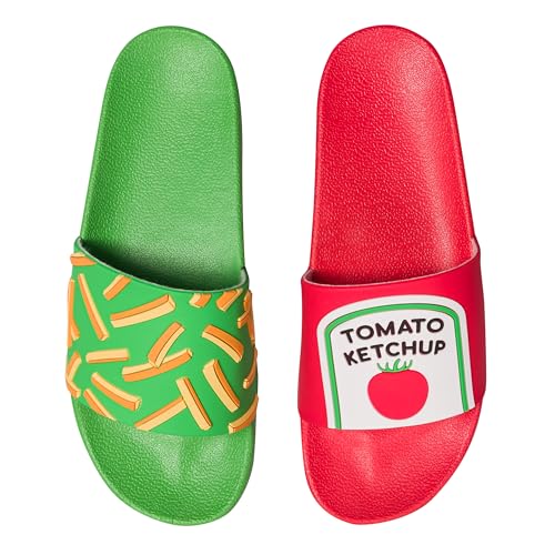 Dedoles Badeschuhe & Hausschuhe viele lustige Designs Bücher Kaffee Katze Party Pizza Dackel Fuchs Panda Delfin Geschenk, Farbe: Pommes mit Ketchup, Gr.: 36 EU von Dedoles