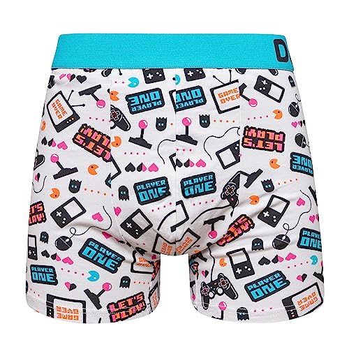 Dedoles Boxershorts Herren & Jungen Unterwäsche Trunks Baumwolle lustige Designs Dinosaurier Hamster Spiele Maulwurf Geschenk, Farbe Blau, Motiv Spieler Unterhose, Gr. XXL von Dedoles