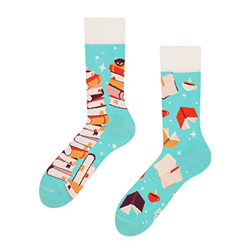 Dedoles Socken Regular normale Höhe Unisex Damen Herren Baumwolle viele lustige Designs Weihnachtssocken 1 Paar, Farbe Blau, Motiv Zauberbücher, Gr. 39-42 von Dedoles