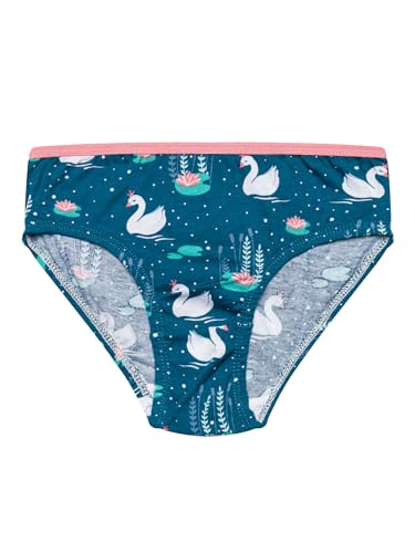 Dedoles Slip Damen & Mädchen Panties Unterwäsche Baumwolle viele lustige Designs Blumen Apfel Avocado Einhorn Party Meerjungfrau, Farbe Blau, Motiv Wunderschöner Schwan Mädchen, Gr. 6-8 Jahre von Dedoles