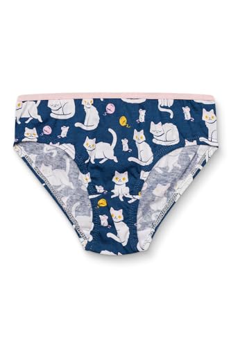 Dedoles Slip Damen & Mädchen Panties Unterwäsche Baumwolle viele lustige Designs Blumen Apfel Avocado Einhorn Party Meerjungfrau, Farbe: Blau, Motiv: Verspieltes Kätzchen, Gr. 9-10 Jahre von Dedoles