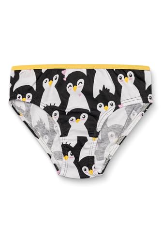 Dedoles Slip Damen & Mädchen Panties Unterwäsche Baumwolle viele lustige Designs Blumen Apfel Avocado Einhorn Party Meerjungfrau, Farbe: Schwarz, Motiv: Pinguine, Gr. 2-4 Jahre von Dedoles