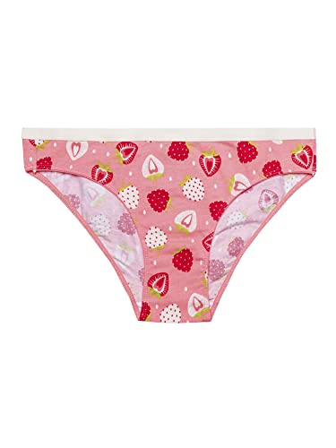 Dedoles Slip Damen & Mädchen Panties Unterwäsche Baumwolle viele lustige Designs Blumen Apfel Avocado Einhorn Party Meerjungfrau, Farbe Rot, Motiv Süße Erdbeeren, Gr. L von Dedoles