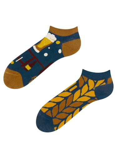 Dedoles Sneaker Socken Low Cut Füßlinge Unisex Damen Herren Baumwolle lustiges Design Geschenk links rechts verschieden, Farbe Mehrfarbig, Motiv Zeit für ein Bier Knöchelsocken, Gr. 35-38 von Dedoles