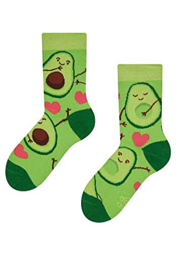 Dedoles Socken Kinder Mädchen Jungen Baumwolle viele lustige Designs Weihnachtssocken 1 Paar, Farbe Grün, Motiv Avocado-Liebe, Gr. 31-34 von Dedoles