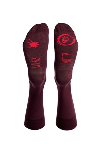 Dedoles Socken Regular normale Höhe Unisex Damen Herren Baumwolle viele lustige Designs Weihnachtssocken 1 Paar, Farbe Rot, Motiv Wine Not, Gr. 35-38 von Dedoles