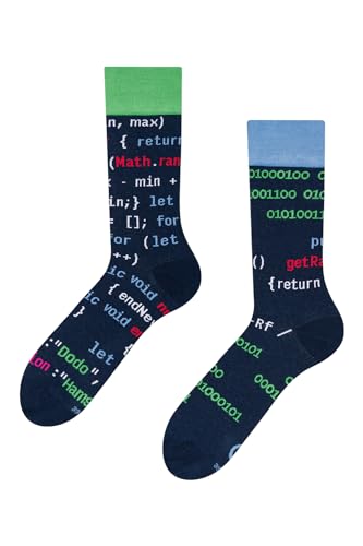 Dedoles Socken Unisex Damen Herren & Kinder Baumwolle viele lustige Designs 1 Paar Geschenk links rechts verschieden, Farbe: Blau, Motiv: Entwickler Developer Coding, Gr. 43-46 von Dedoles