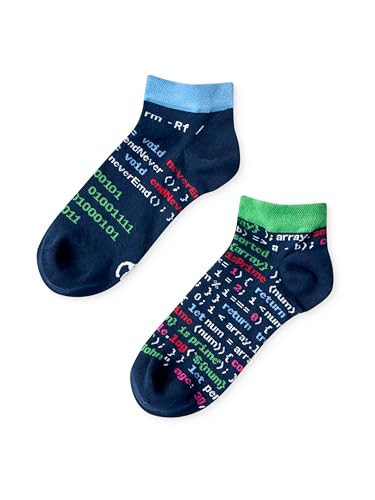 Dedoles Socken Unisex Damen Herren & Kinder Baumwolle viele lustige Designs 1 Paar Geschenk links rechts verschieden, Farbe: Blau, Motiv: Entwickler Developer Coding (Knöchelsocken), Gr. 39-42 von Dedoles