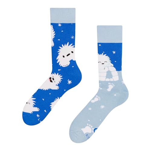 Dedoles Socken Unisex Damen Herren & Kinder Baumwolle viele lustige Designs 1 Paar Geschenk links rechts verschieden, Farbe: Blau, Motiv: Kleiner Yeti (Wärmesocken), Gr. 39-42 von Dedoles