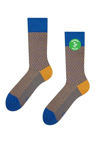 Dedoles Socken Unisex Damen Herren & Kinder Baumwolle viele lustige Designs 1 Paar Geschenk links rechts verschieden, Farbe: Blau und gelb Jacquard, Gr. 35-38 EU von Dedoles