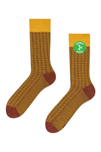 Dedoles Socken Unisex Damen Herren & Kinder Baumwolle viele lustige Designs 1 Paar Geschenk links rechts verschieden, Farbe: Burgunderrot und gelb Jacquard, Gr. 39-42 EU von Dedoles